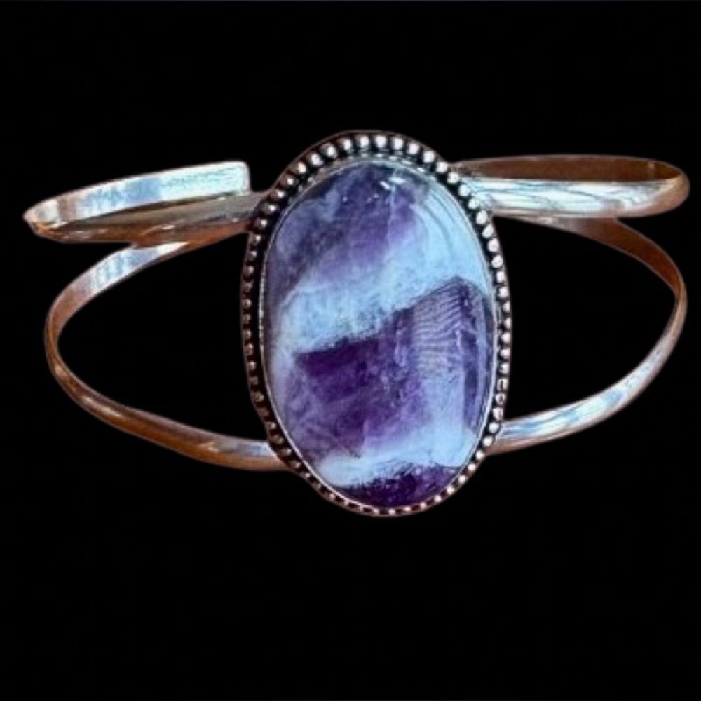 Chevron Amethyst Gemstone Bracelet - image 1